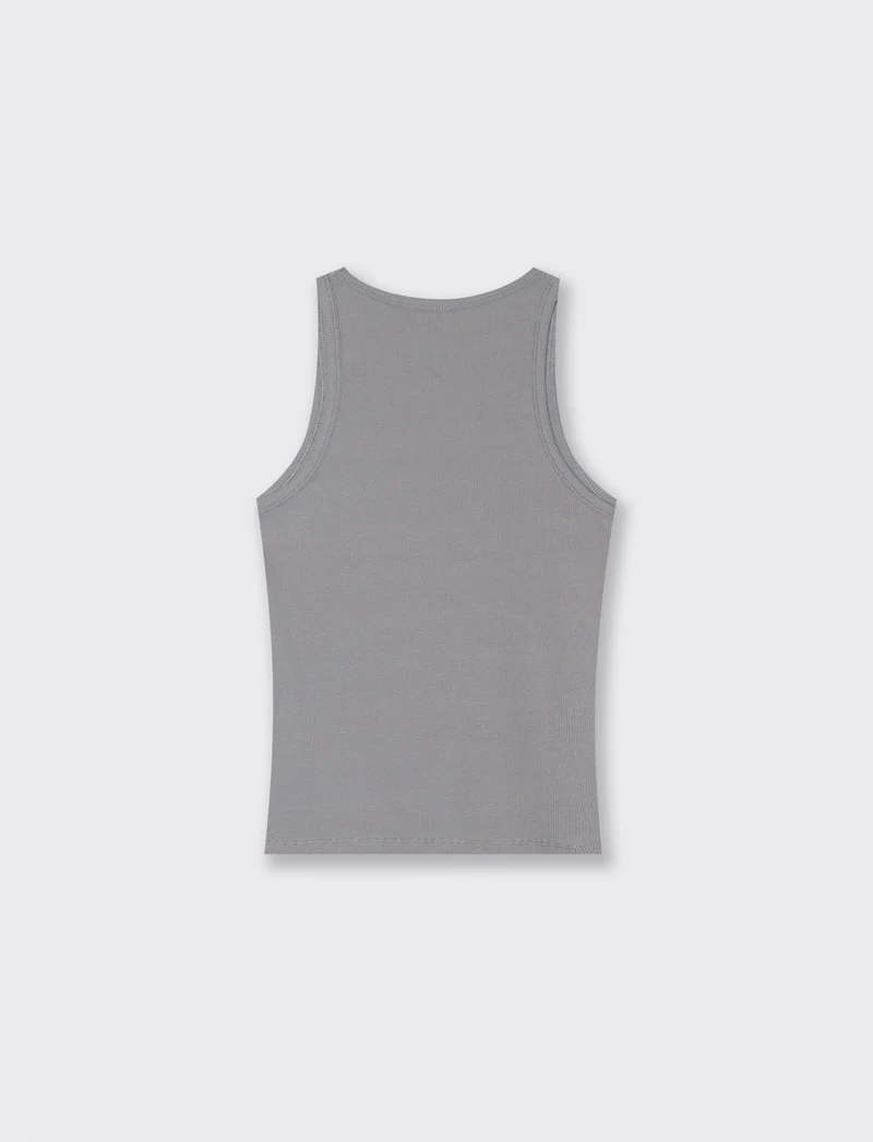 Top a Costine con Scollo Madonna - Grigio