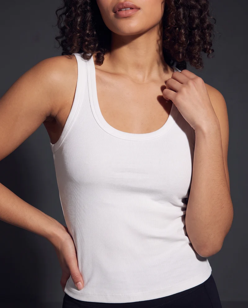 Top a Costine con Scollo Madonna - Bianco