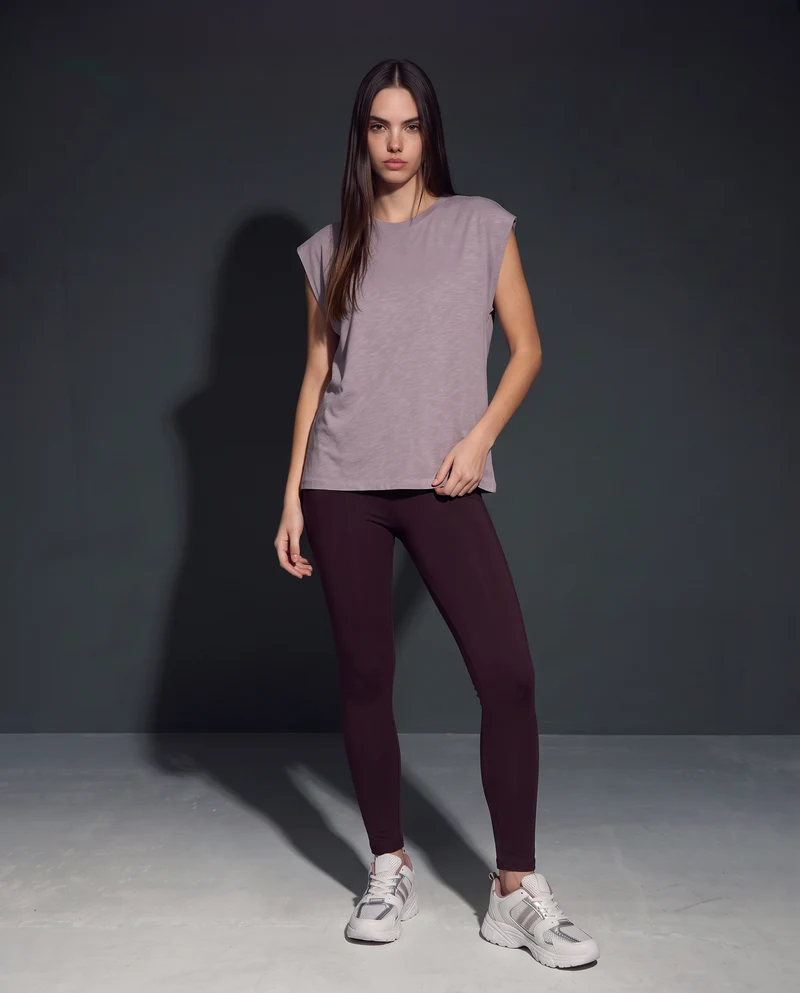 T-Shirt Manica T e Collo Tondo - Viola glicine