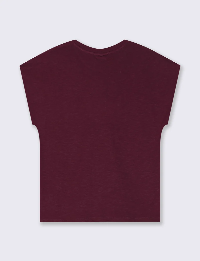 T-Shirt Manica T e Collo Tondo - Viola prugna