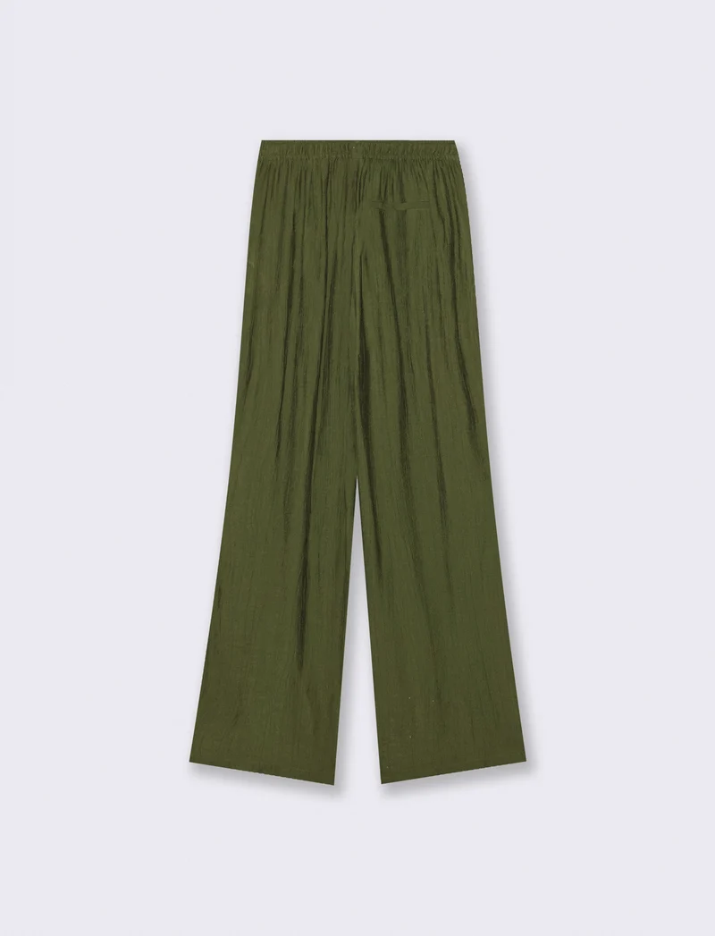 Pantalone Elastico Arricciato in Vita - Verde abete