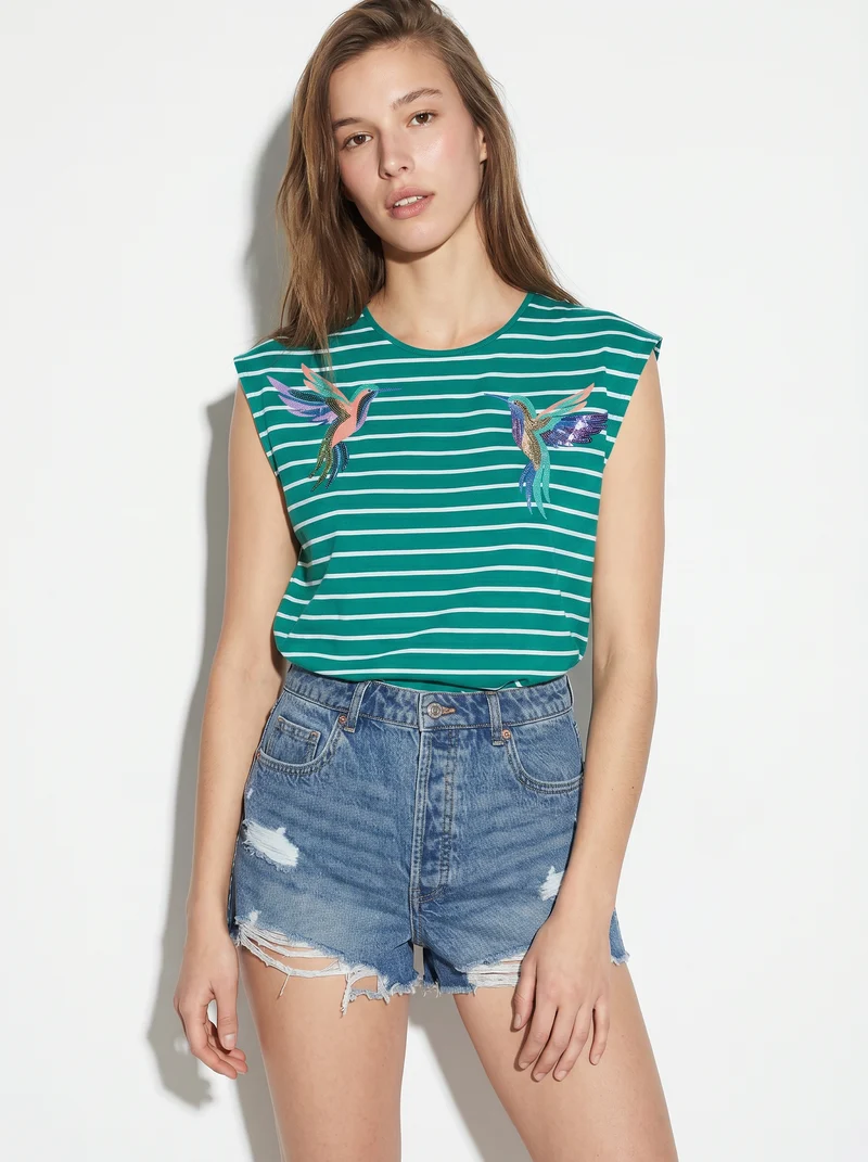 T-Shirt Cotone con Applicazioni - var 3