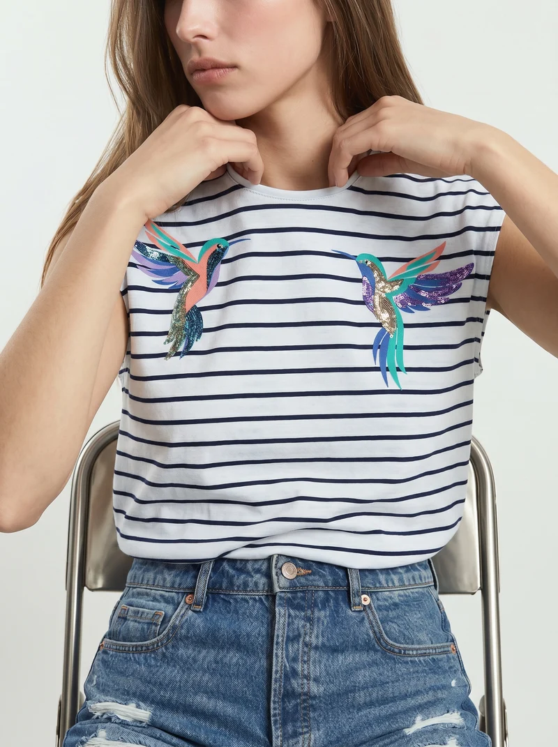 T-Shirt Cotone con Applicazioni - var 1