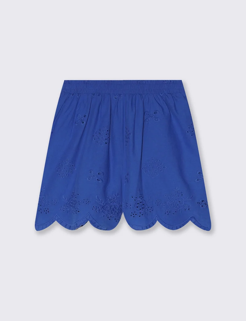 Short in cotone con ricamo sangallo - Royal