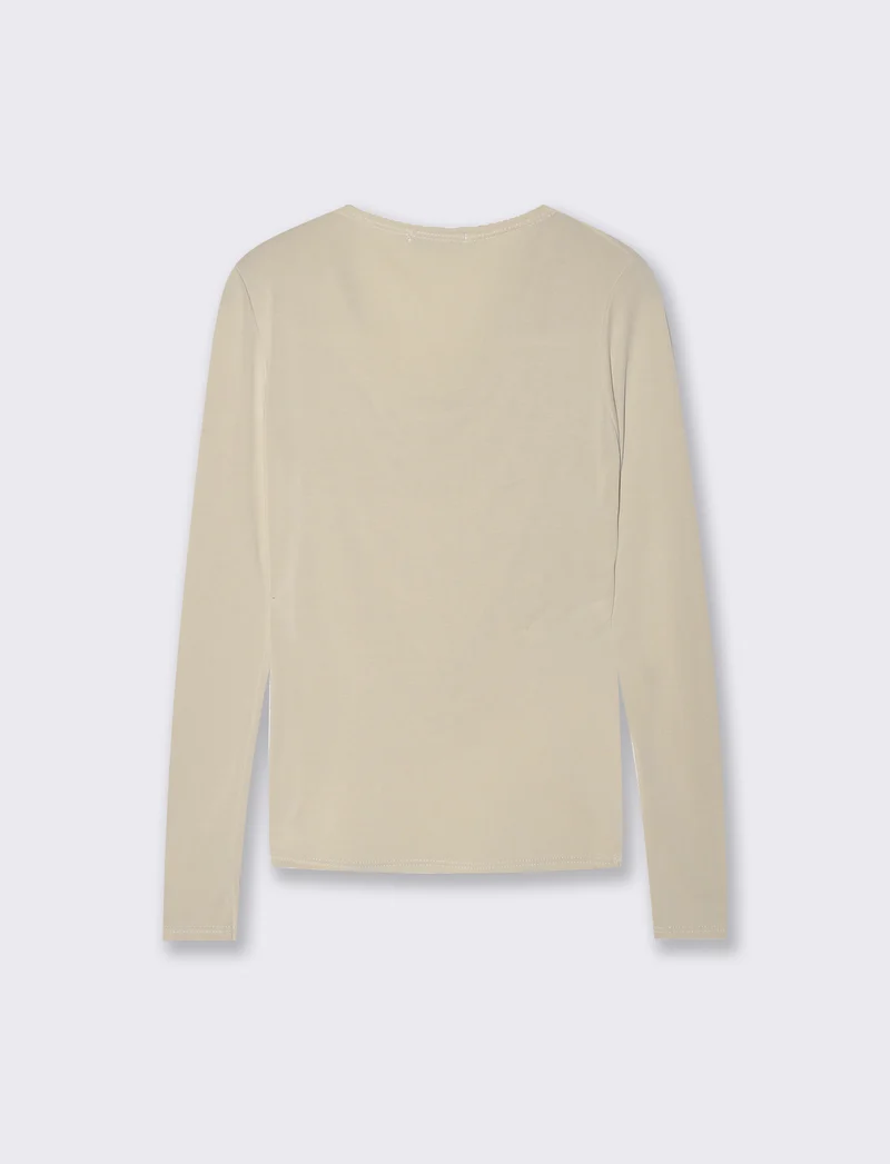 Tshirt con dettagli in pizzo - Beige