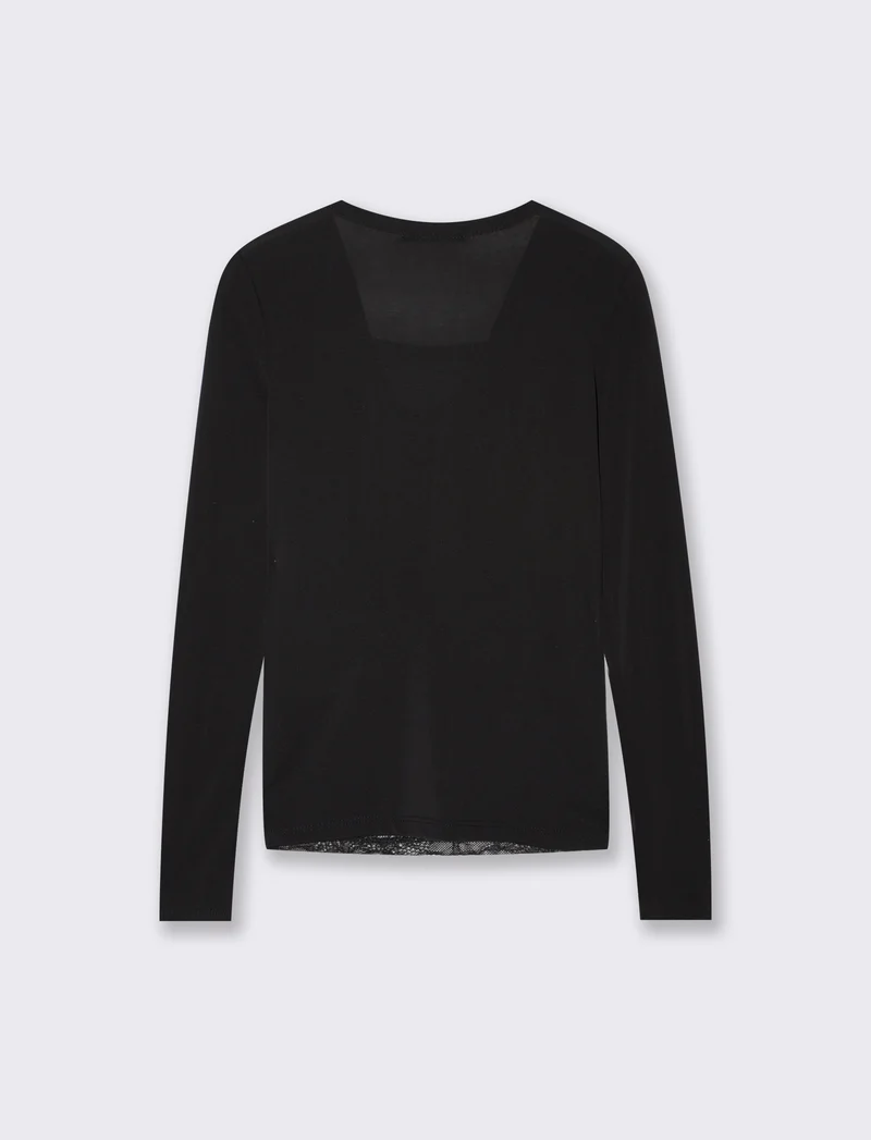 Tshirt con dettagli in pizzo - Nero