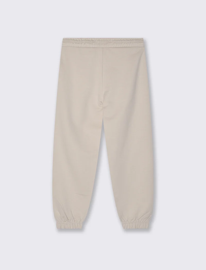 Jogger in felpa con coulisse e patch - Beige