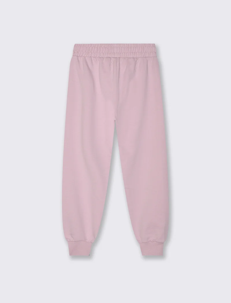 Jogger in felpa di cotone con elastico - Rosa polvere