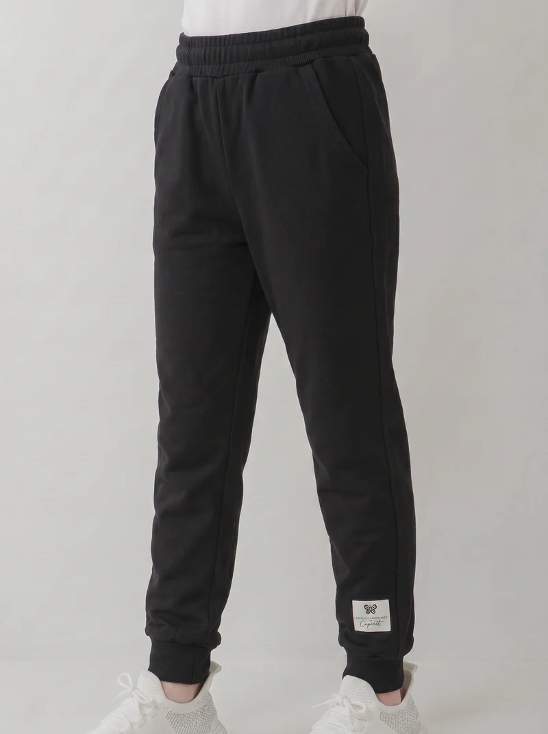 Jogger in felpa di cotone con elastico - Nero