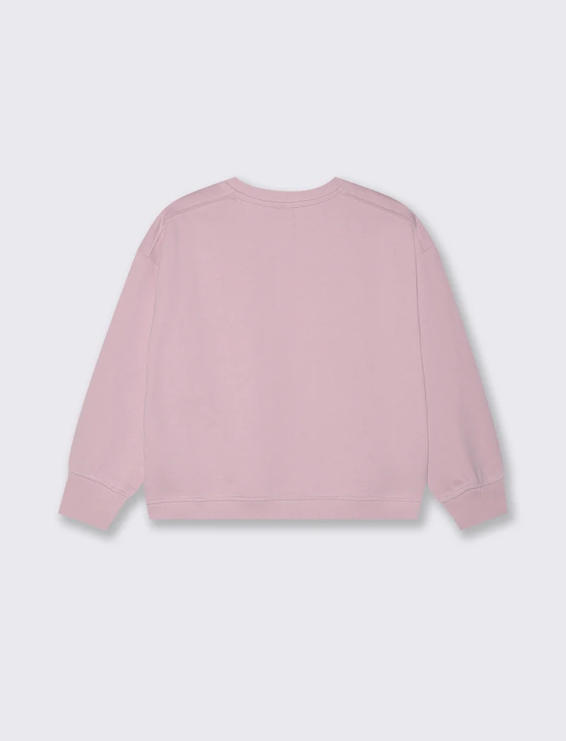 Felpa girocollo manica lunga con stampa - Rosa polvere
