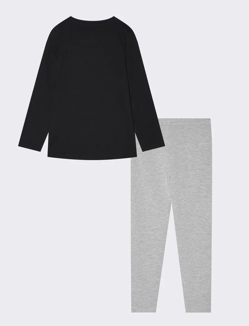 Set due pezzi bambina: T-shirt e leggings - Nero