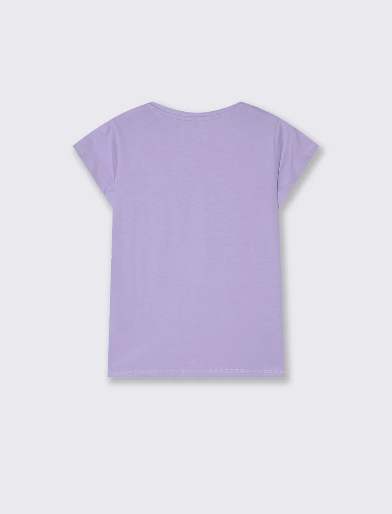 T-shirt manica corta bambina con taschino - Lilla
