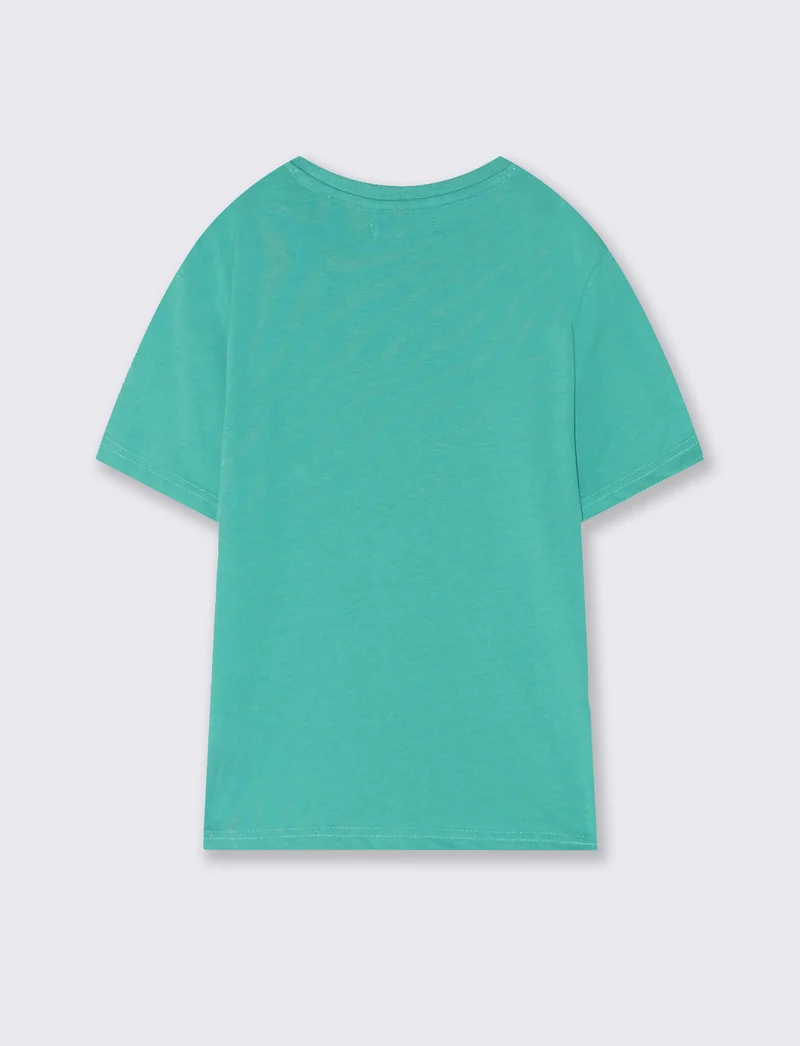 T-shirt girocollo con taschino versatile - Verde