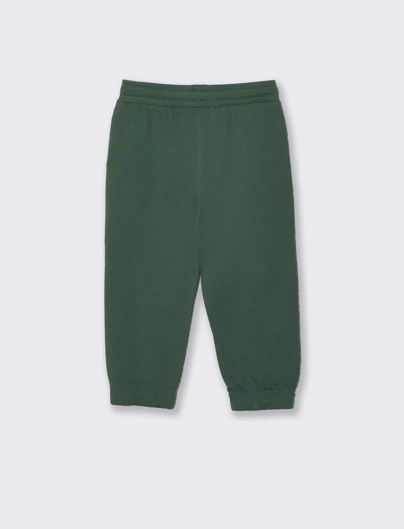 Jogger basico in cotone con stampa - Verde abete