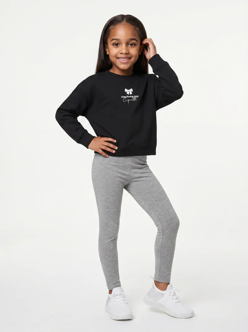 Leggings basico elasticizzato per bambina - Grigio chiaro mel.