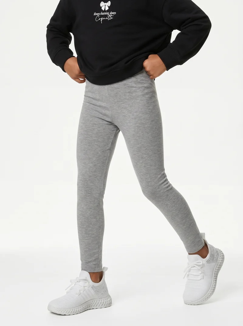 Leggings basico elasticizzato per bambina - Grigio chiaro mel.