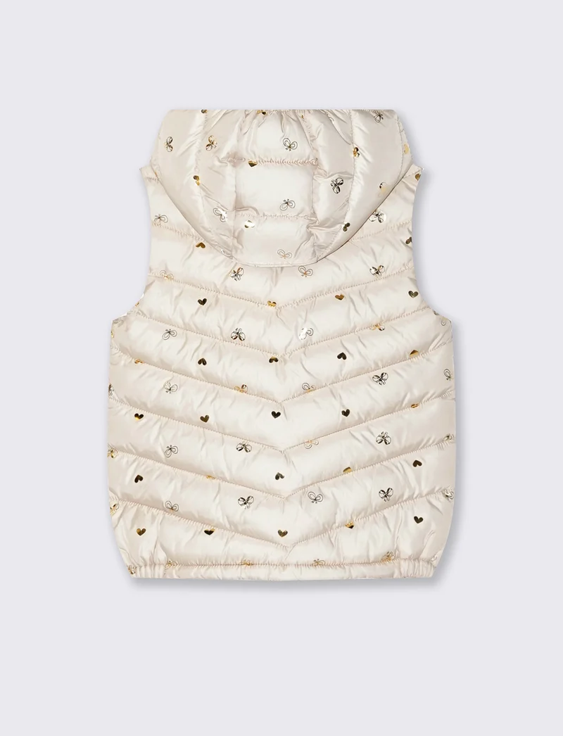 Gilet imbottito con cappuccio e tasche - Fantasia