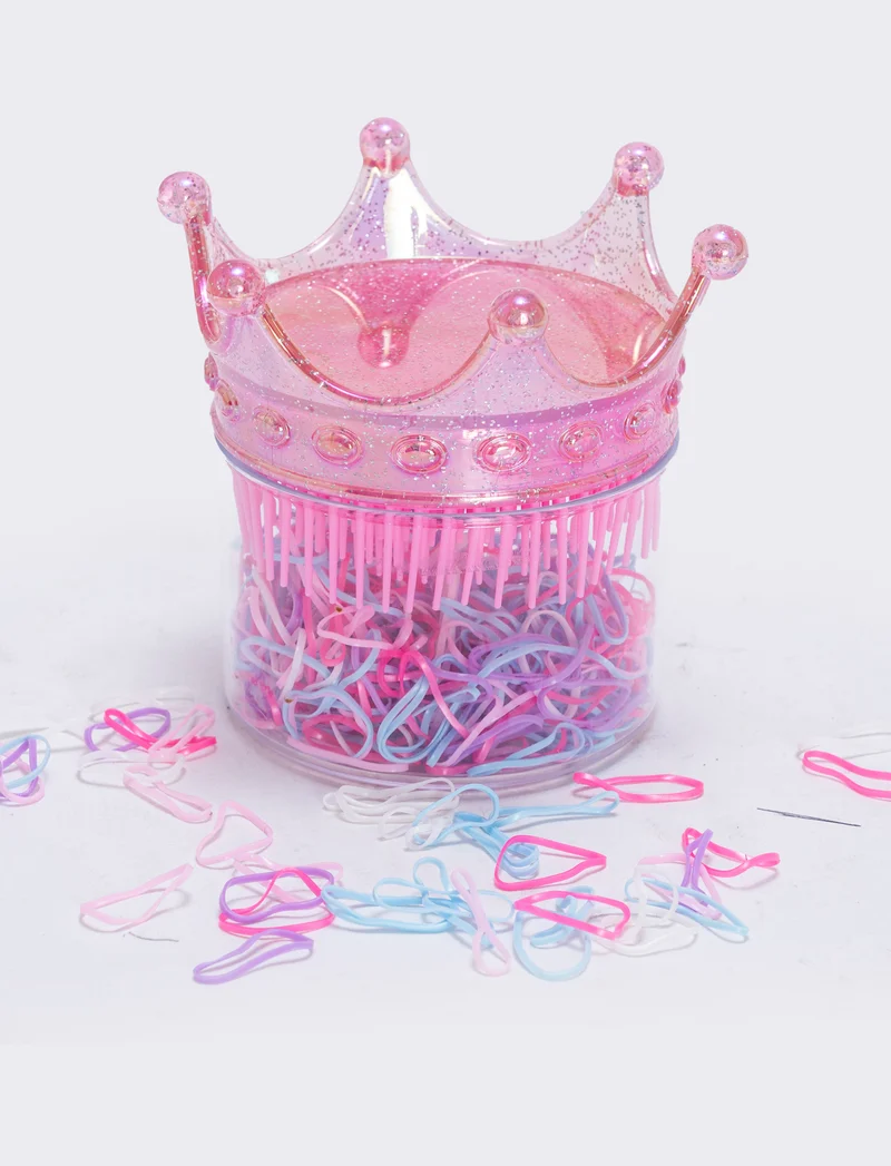 Spazzola corona con elastici per bambina - Rosa