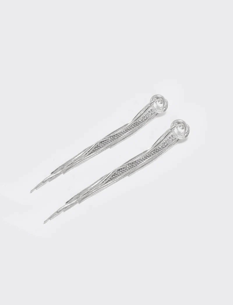 Orecchini nodo in filo con strass - Argento