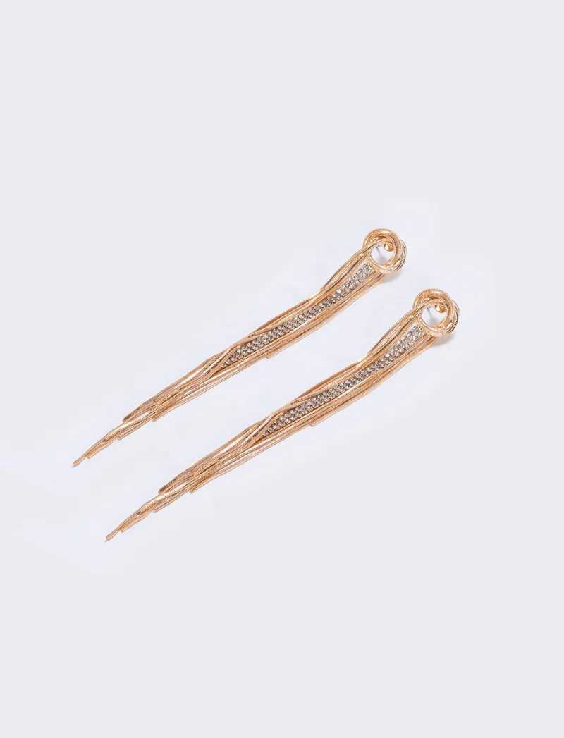 Orecchini nodo in filo con strass - Oro