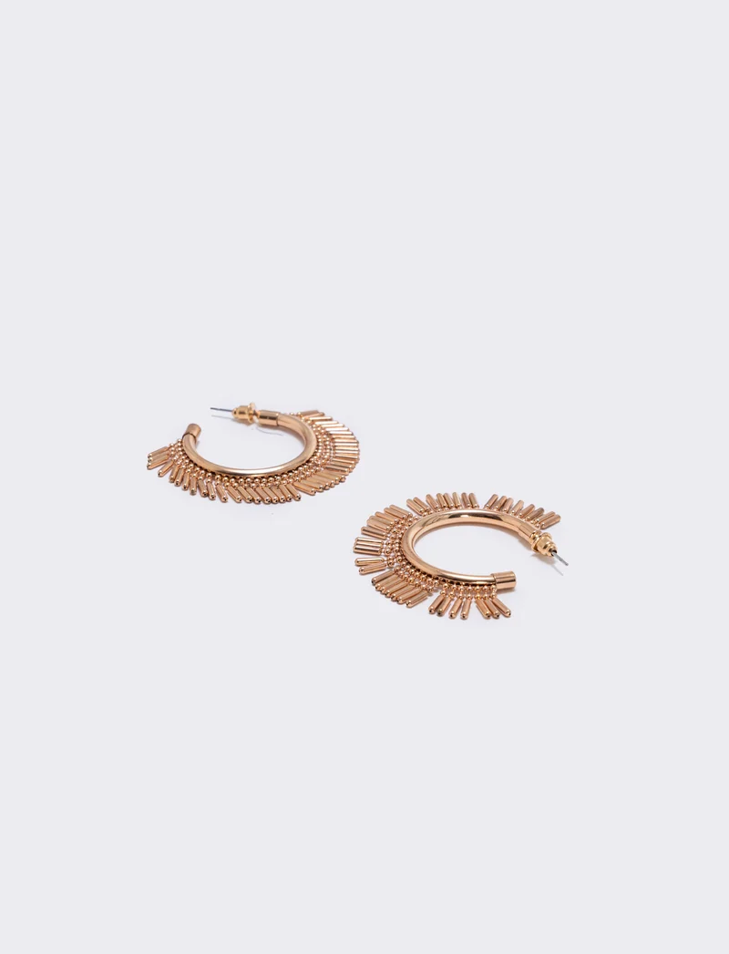 Orecchini cerchi con frangia elegante - Oro