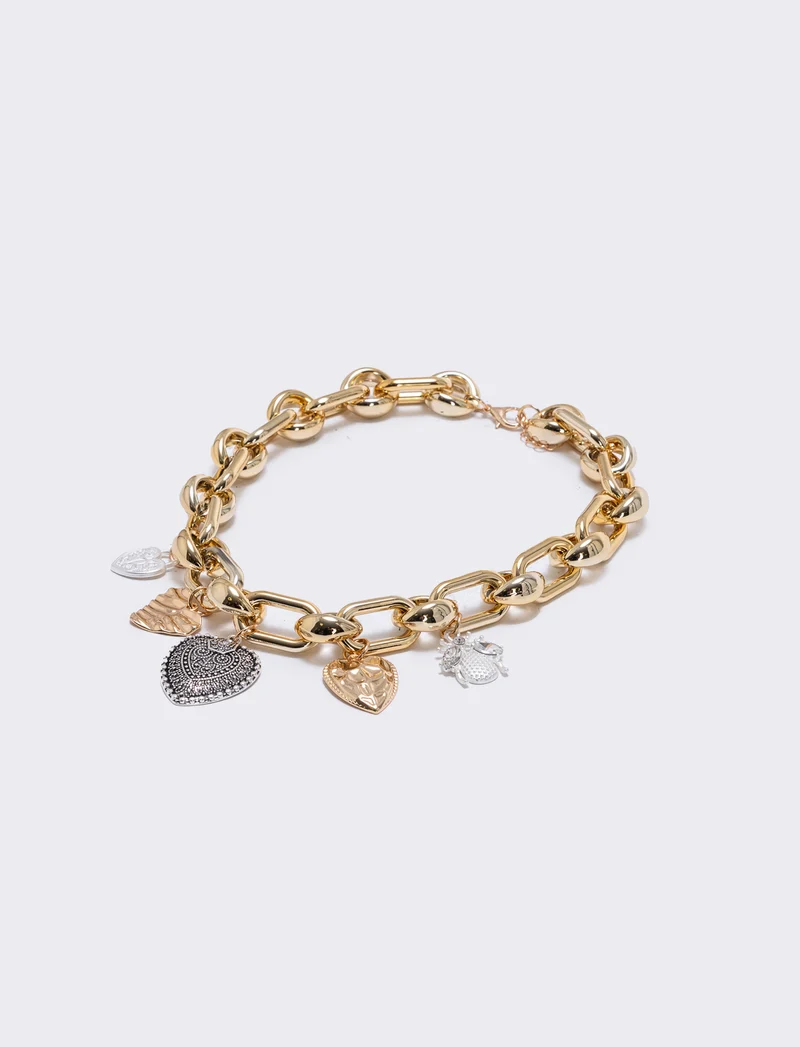 Collana con ciondoli a cuore - Oro