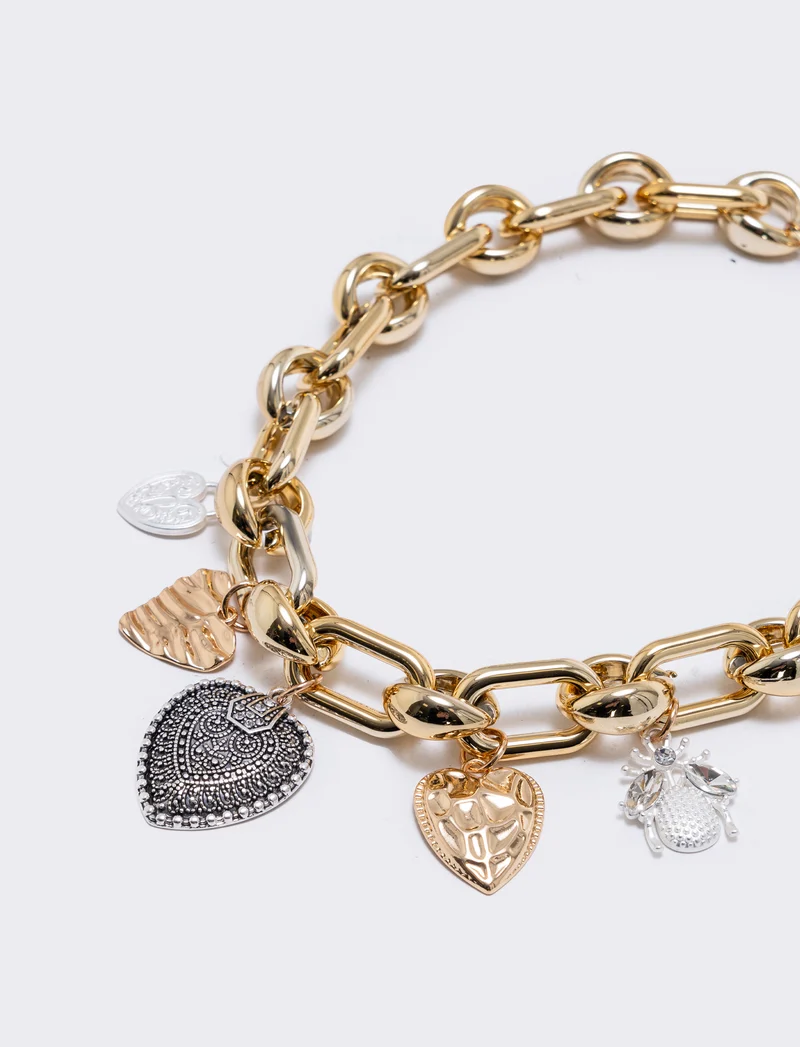 Collana con ciondoli a cuore - Oro