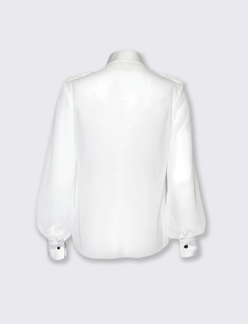 Camicia manica lunga con dettagli eleganti - Bianco latte