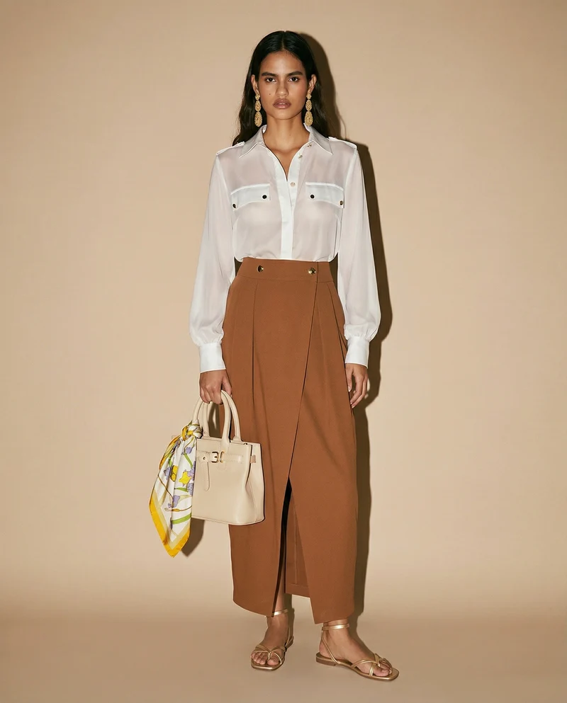 Camicia manica lunga con dettagli eleganti - Bianco latte