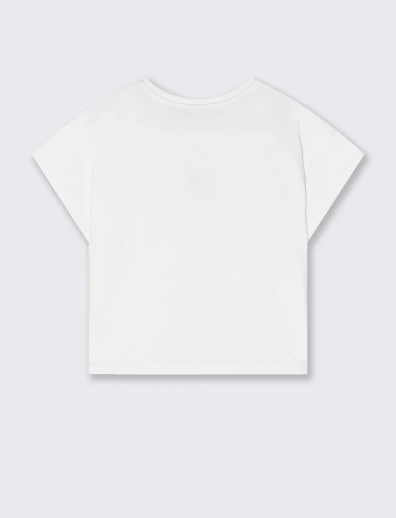T-shirt mezza manica in cotone con piega - Bianco