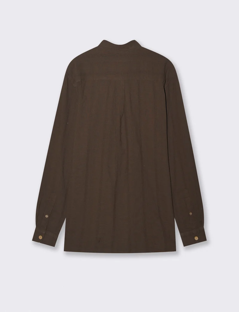 Camicia regular fit in tessuto jacquard - Moro