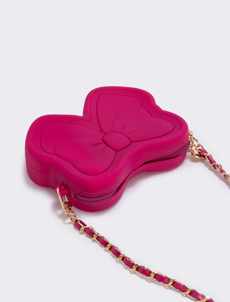 Borsa gommata con fiocco elegante - Fuxia