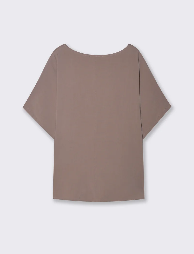 Casacca morbida con scollo rotondo - Grigio fango