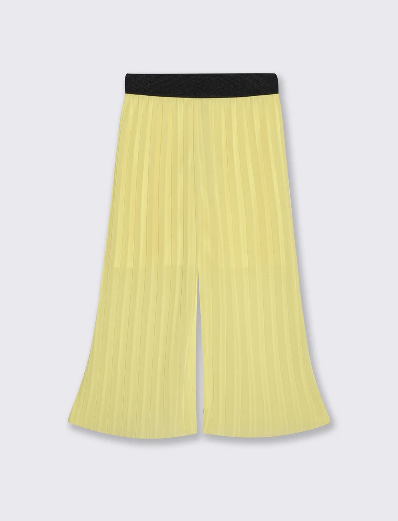 Pantaloni leggeri plissè con elastico - Giallo