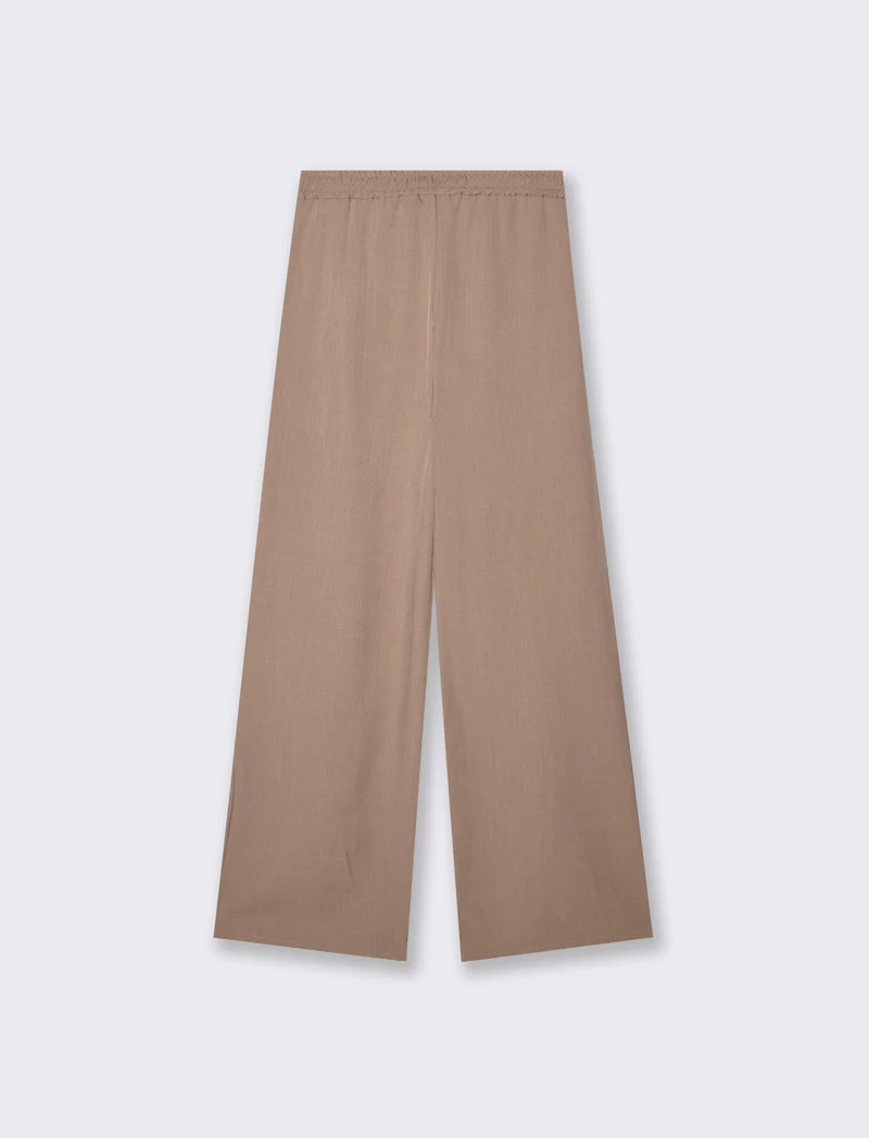 Pantalone Dritto con Elastico e Coulisse - Grigio fango