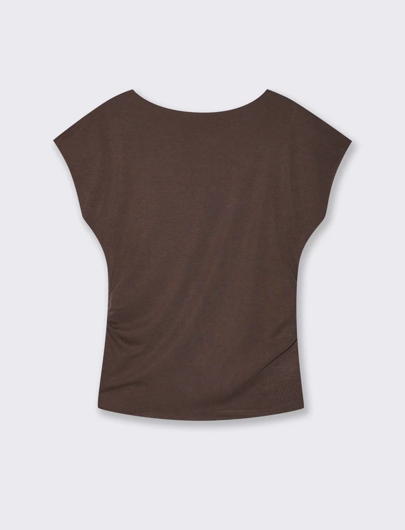 Tshirt con arricci laterali - Moro