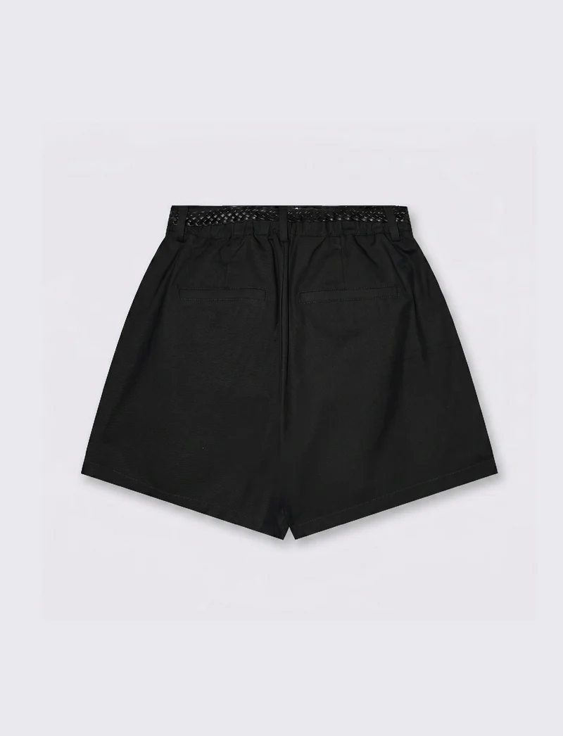 Bermuda con Cintura ed Elastico - Nero