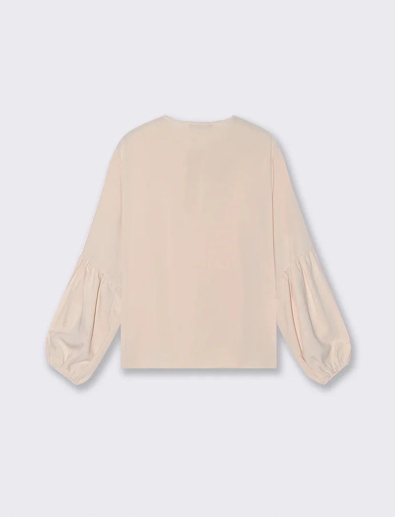 Casacca manica lunga con laccio scollo - Beige