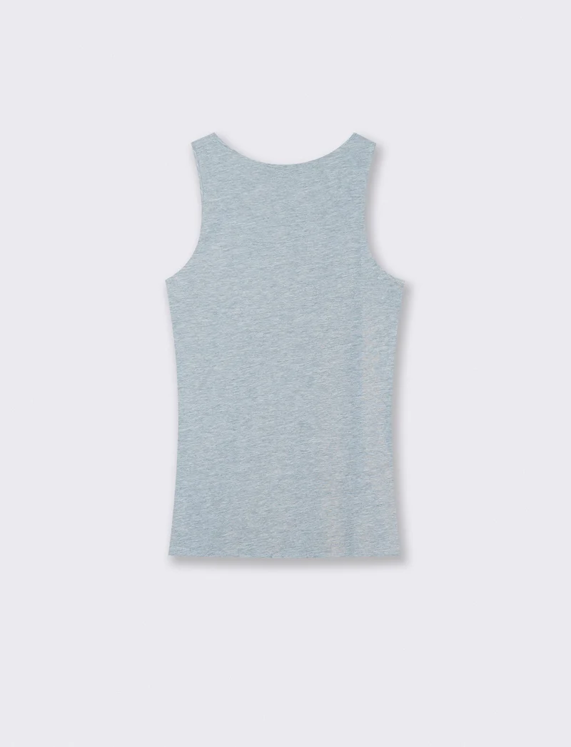 Canotta slim fit in cotone elasticizzato - Grigio mel.