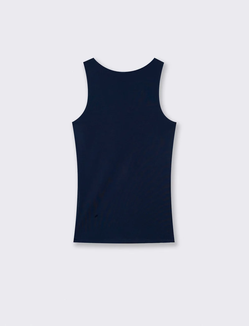 Canotta slim fit in cotone elasticizzato - Blu notte