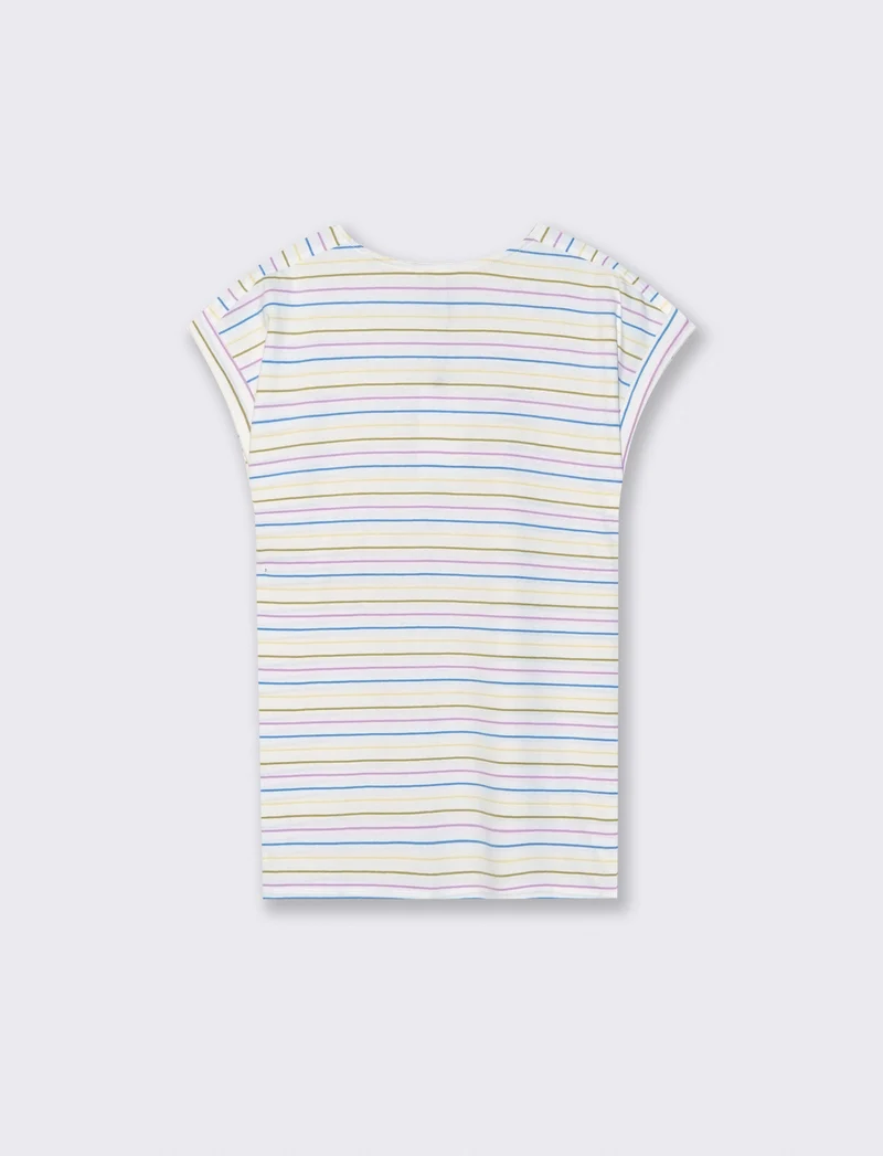 T-shirt a righe con applicazioni spalla - var 1