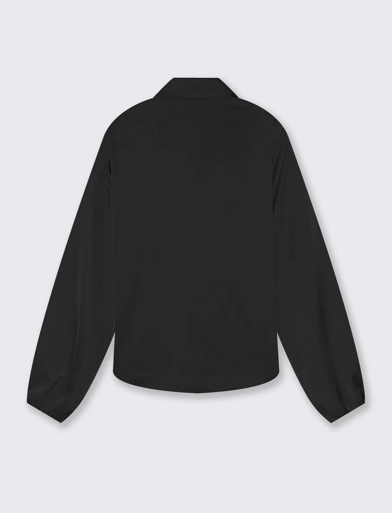 Casacca manica lunga con rouches - Nero