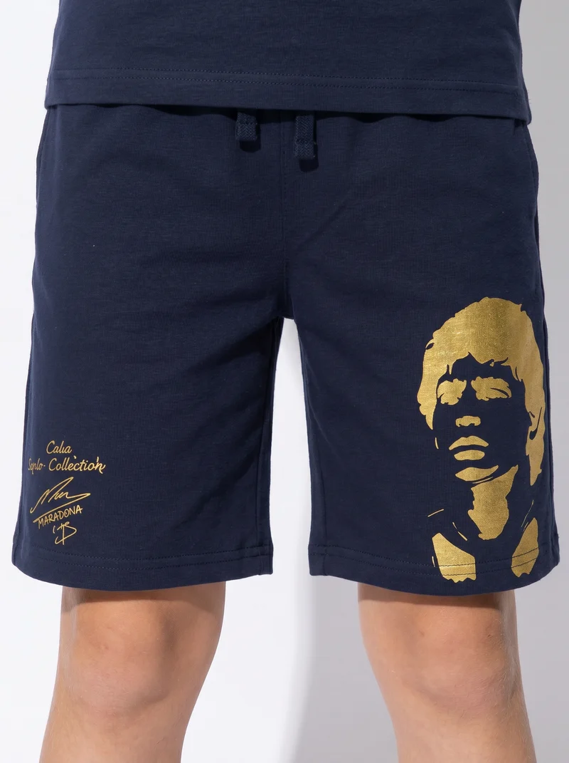 Bermuda in felpa D10S con coulisse - Blu