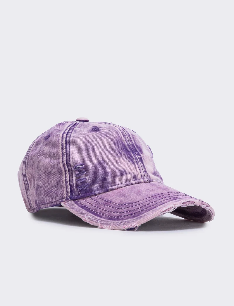 Cappello baseball delavè sfrangiato - Viola