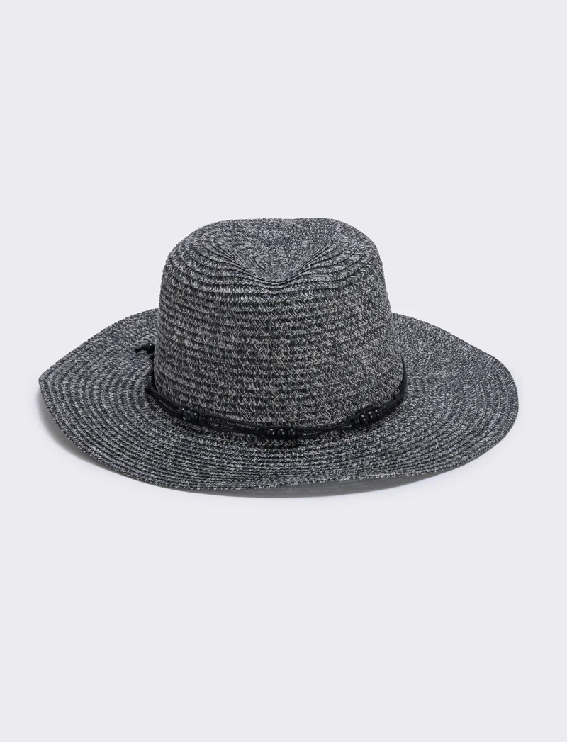 Cappello da uomo in paglia a falda larga - Nero