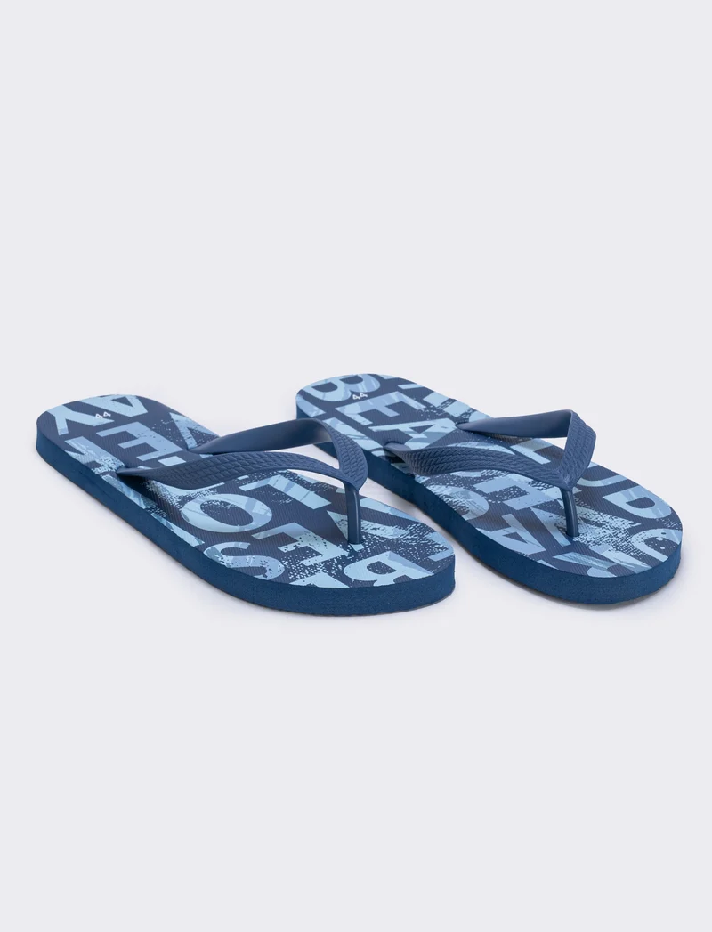 Infradito da uomo con stampa lettering - Blu