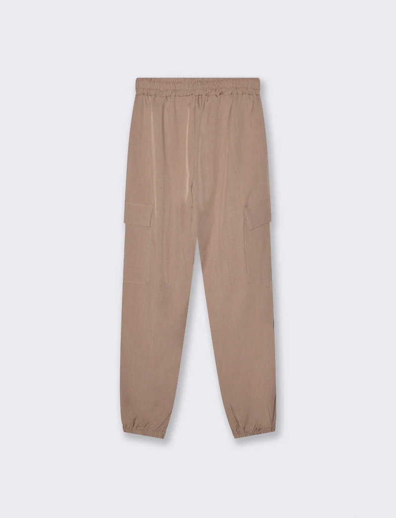 Pantalone con tasconi e coulisse - Grigio fango