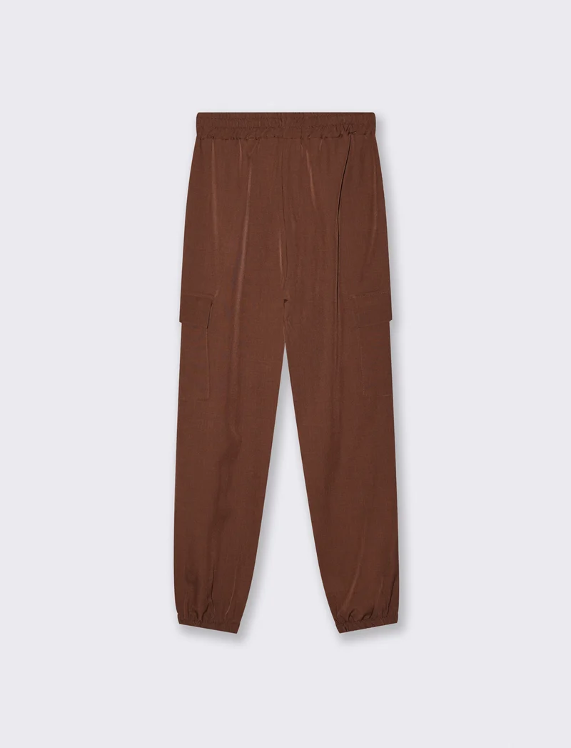 Pantalone con tasconi e coulisse - Moro