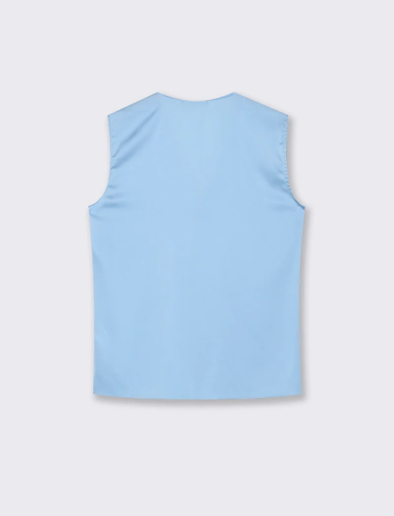 Top con rouches sullo scollo - Celeste