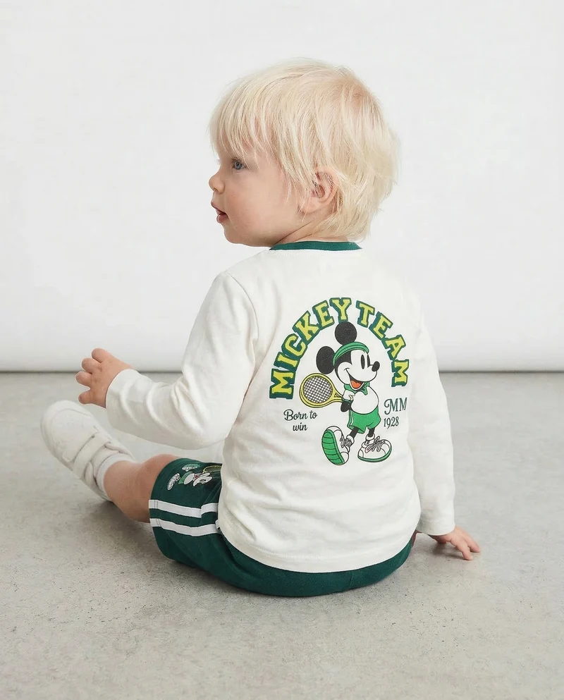 Maglietta manica lunga con Topolino - Bianco